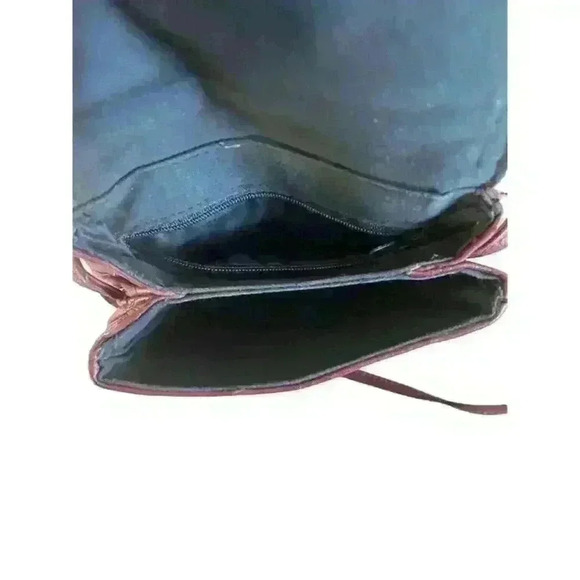 Bass Burgundy Crossbody Bag, Embossed Leather Southwest Symbol Designs - Picture 5 of 5